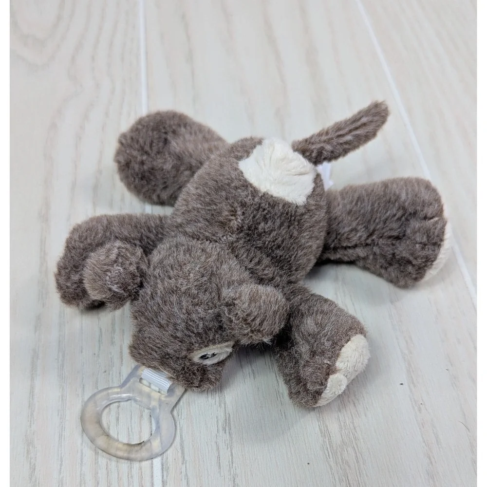 Nookums Paci-Plushies Puppy Dog Pacifier Holder Brown Spot eye Plush FLAW READ